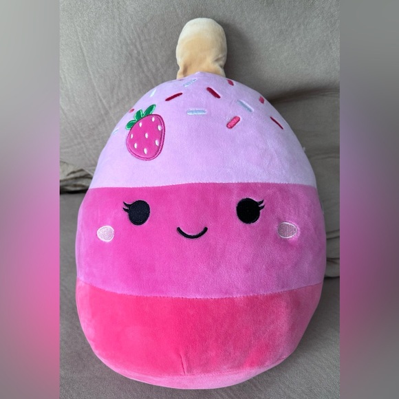Kellytoy Pama the Pink Strawberry Cake Pop Squishmallow Plush Stuffed Toy 12” - Picture 2 of 13